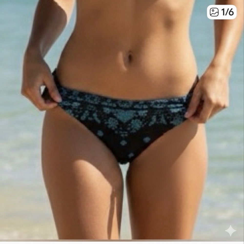 NWT Seafolly Australian Sunflower Border Indigo Bikini Bottom Size 14 (USA 10)